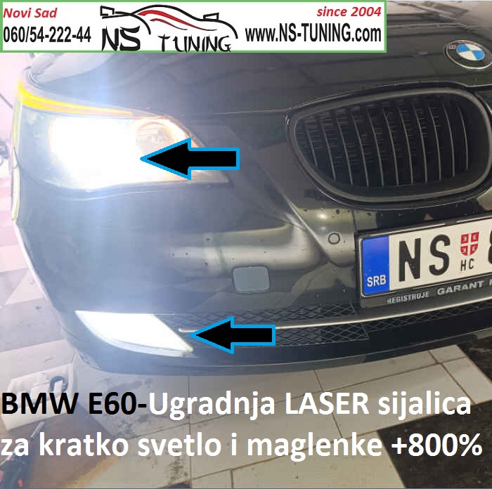 bmw e60 2007 najjace led sijalice za kratka svetla maglenke d1s h8 ugradnja novi sad ns tuning